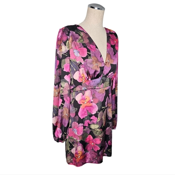 Rinascimento Floral Long Sleeve Mini Dress Statement Sleeves Size XL - Picture 2 of 16